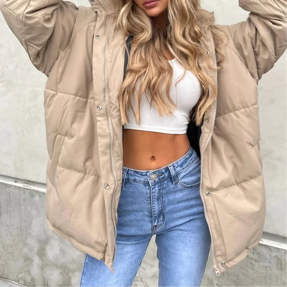 Jacket Beige Princess Polly Puffer Princess Polly Puffer Jacket